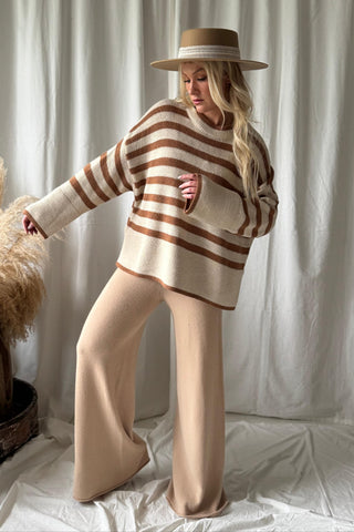 Josalie neule, off white-caramel