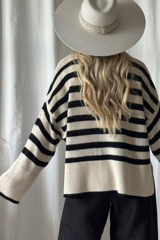 Josalie neule, off white-black