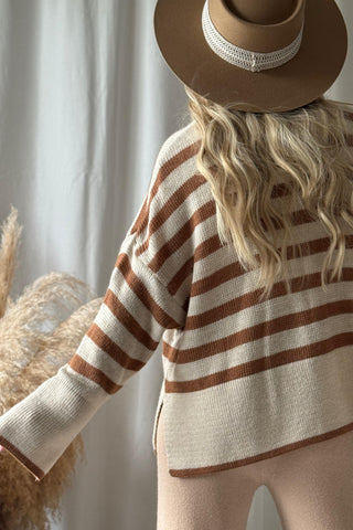 Josalie neule, off white-caramel