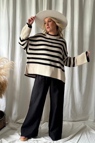 Josalie neule, off white-black