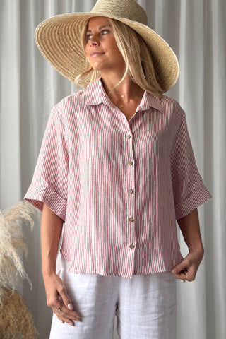 Junette pellavapaita, pink stripe