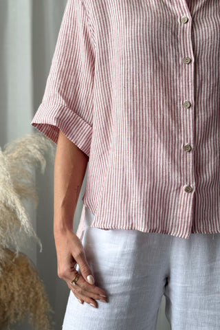Junette pellavapaita, pink stripe