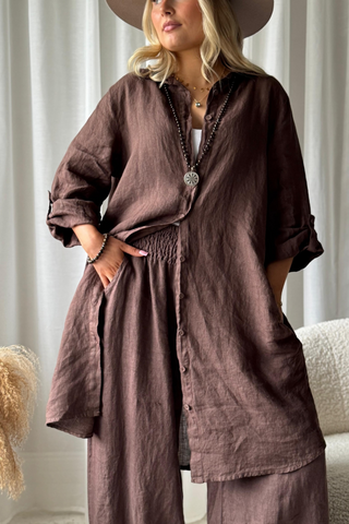 Another day linen shirt, coffee