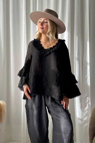 Lace frill pellavapaita, musta