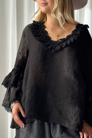 Lace frill pellavapaita, musta