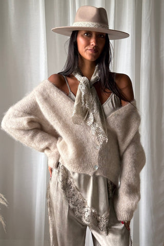 Lacey scarf, taupe