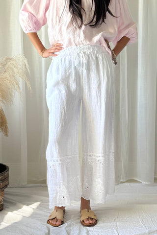 Lavinia linen pants, white