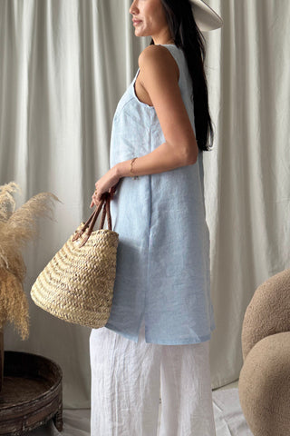 Less is More pellavamekko, oxford blue