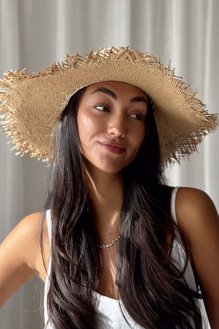 Raffia tassel straw hat