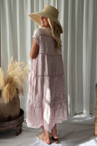 Lilia linen dress, light pink 