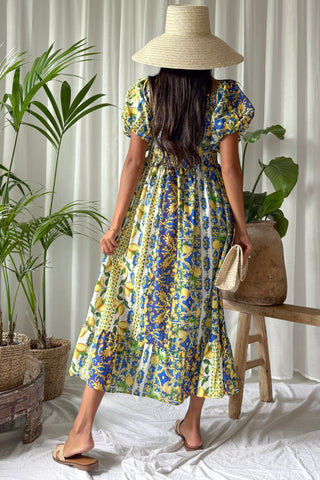 Limone cotton dress, blue