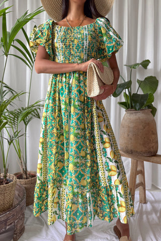 Limone cotton dress, green