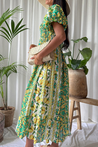 Limone cotton dress, green
