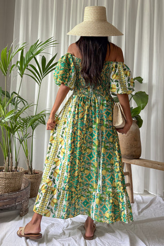 Limone cotton dress, green