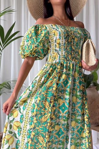 Limone cotton dress, green