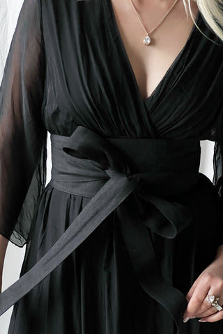 Linen corset belt, black