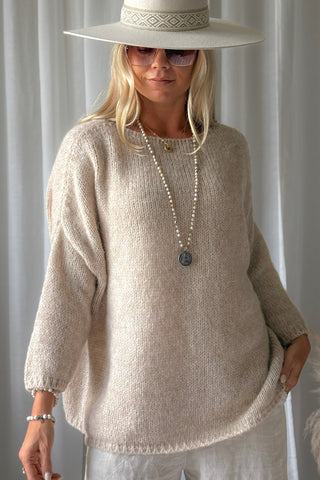 Lise alpakkasekoiteneule, beige