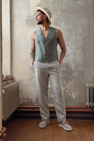 Loose linen trousers, natural