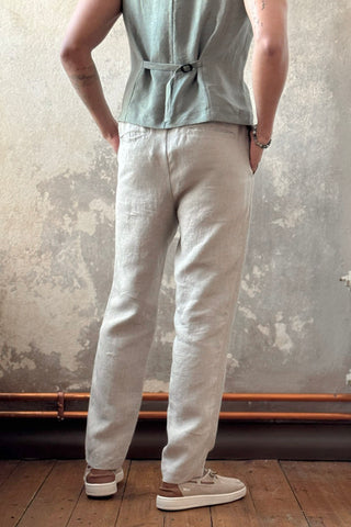 Loose linen trousers, natural