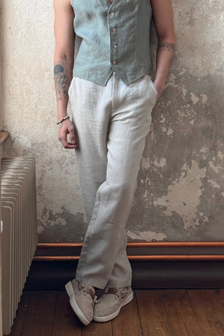 Loose linen trousers, natural