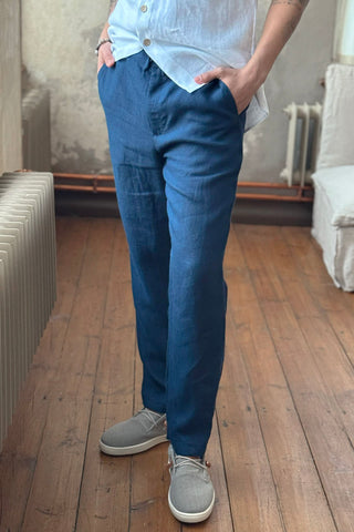 Loose linen trousers, navy