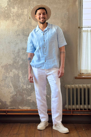 Loose linen trousers, white