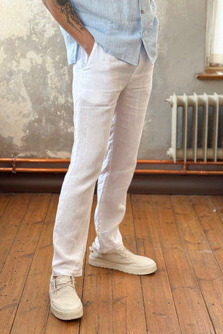 Loose linen trousers, white