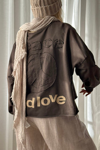 Love and Peace long sleeve T-shirt, coffee