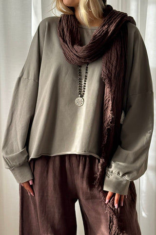 Love and Peace long sleeve T-shirt, taupe