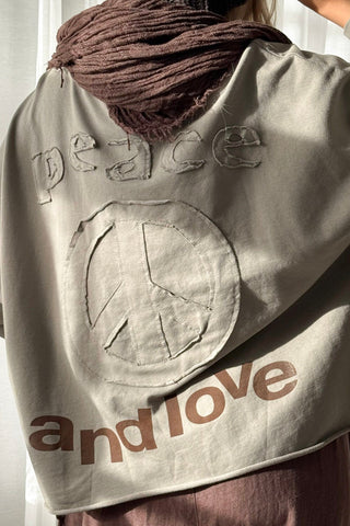 Love and Peace long sleeve T-shirt, taupe