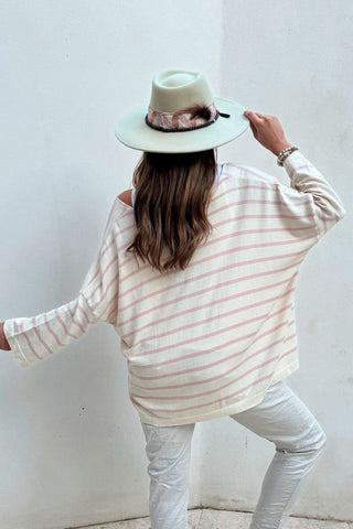 Lovely day cotton shirt, light pink stripes