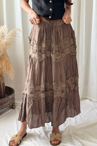 Lovely Lace skirt, coffee 