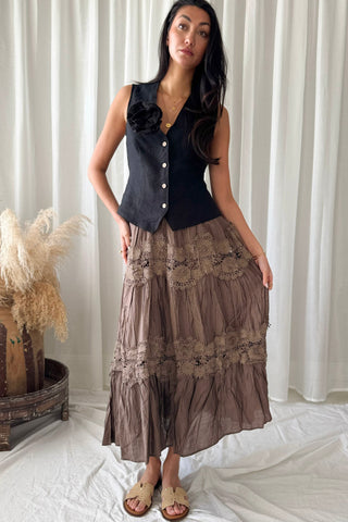 Lovely Lace skirt, coffee 