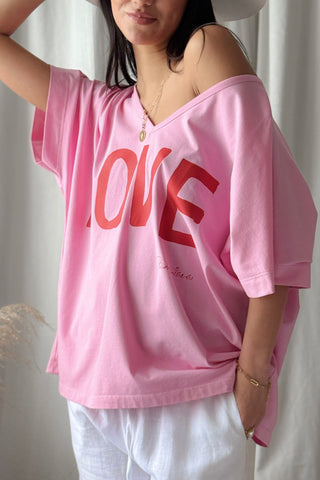 Love t-paita, pinkki-punainen