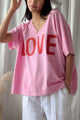 Love t-paita, pinkki-punainen