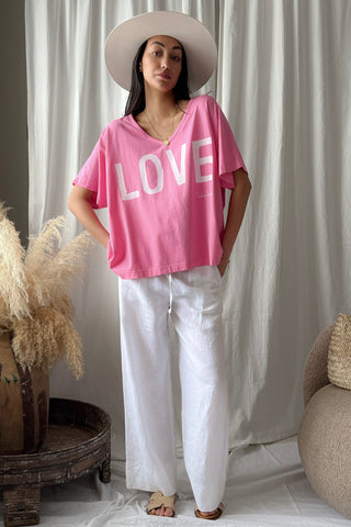 Love t-shirt, pink-white