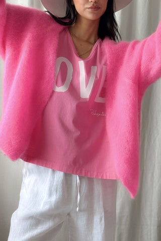 Love t-shirt, pink-white