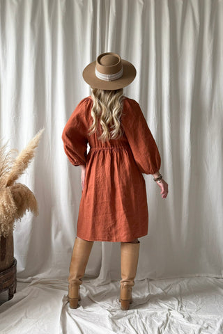 Lucia linen dress, amber