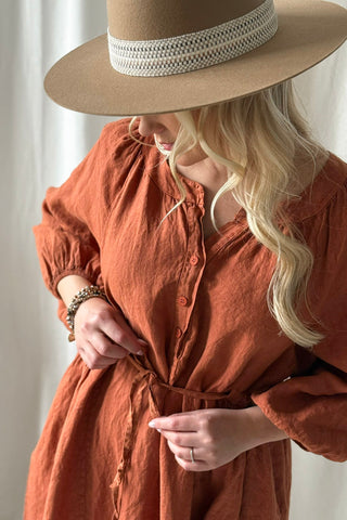 Lucia linen dress, amber