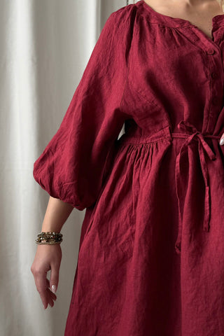 Lucia linen dress, red wine
