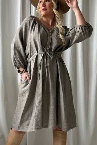 Lucia linen dress, taupe
