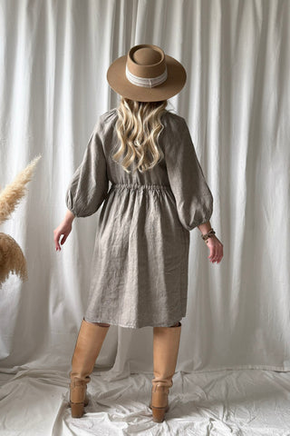 Lucia linen dress, taupe
