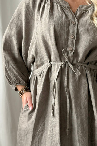 Lucia linen dress, taupe