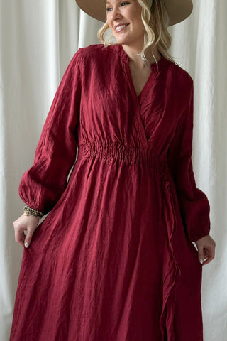 Ma Chérie pellavamekko, wine red