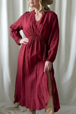 Ma Chérie pellavamekko, wine red