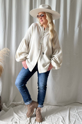 Maddie puuvillapaita, hiekka