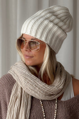 Maia wool blend beanie, off white