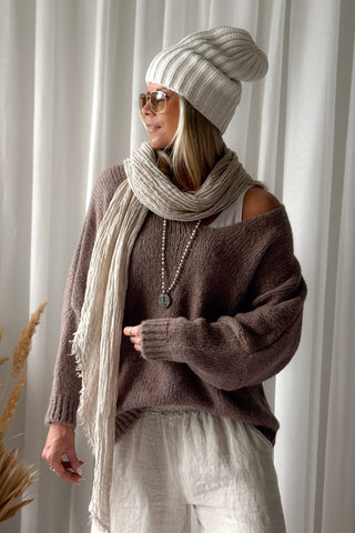Maia wool blend beanie, off white