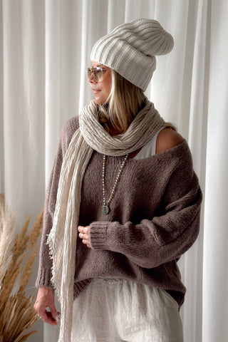 Maia wool blend beanie, off white