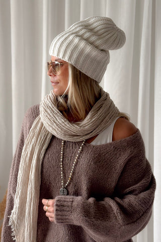 Maia wool blend beanie, off white